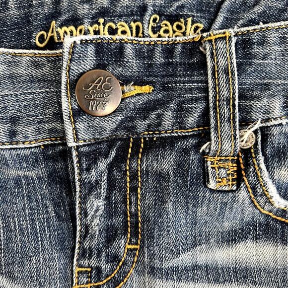 Vintage Y2K American Eagle Micro Denim Mini Skirt Women's 0 Distressed Grunge - Picture 3 of 11